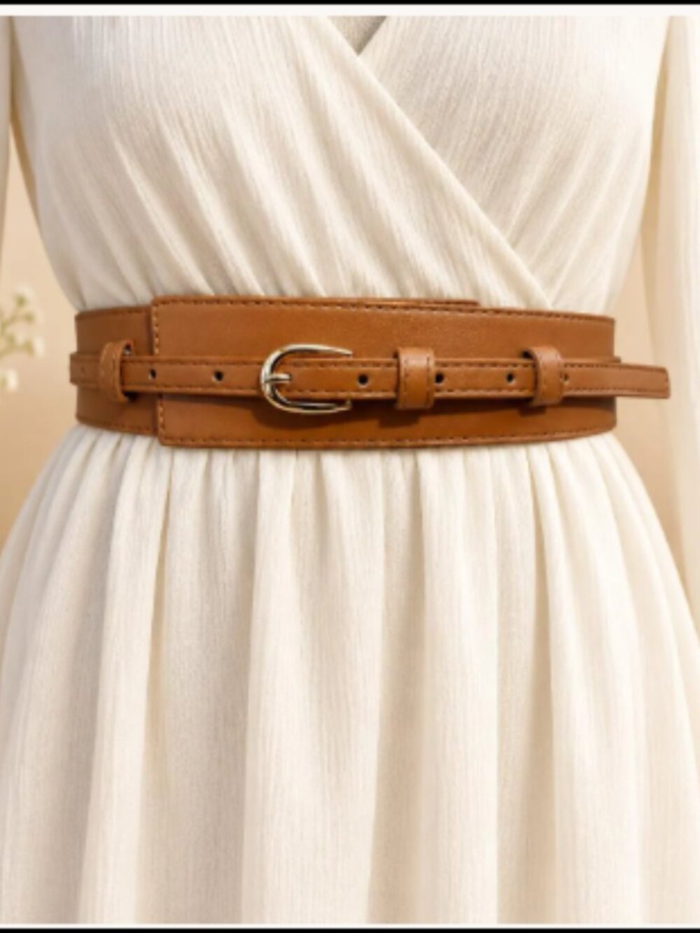 Women’s Wide Waist Belt with Slim Buckle Strap – Black, Brown or Coffee